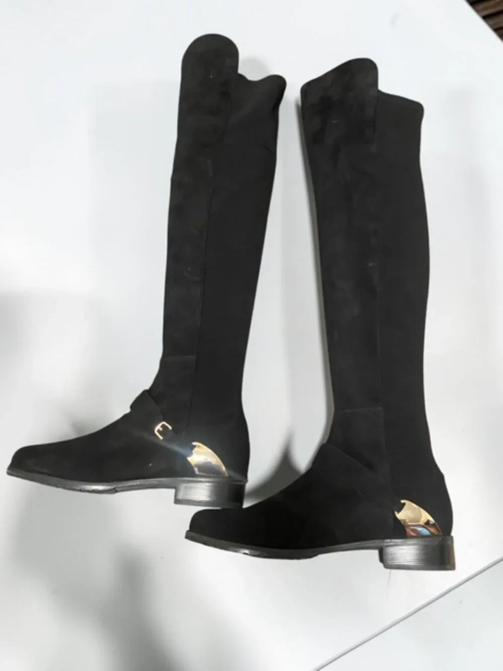 Stuart Weitzman Siella Black Suede Over the Knee OTK Boots Size 8 WITH BOX